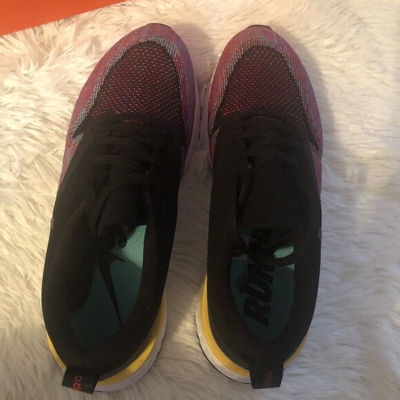 New Nike Size 9 Men’s Odyssey React 2 Flyknit Shoes Black University Red - Picture 2 of 6